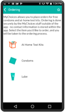Ordering test kits screenshot