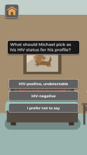 Screenshot: What should Michael pick as his HIV status for his profile?